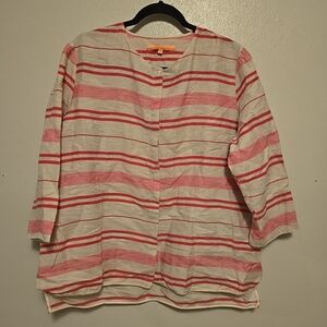 Vilagallo Women's Button Up Blouse Linen Blend Pink Beige 46 L